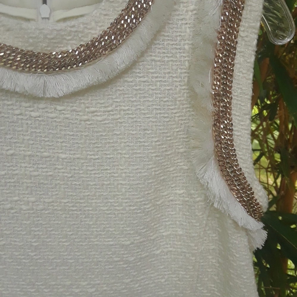 Rachel Zoe Chain Off White Tweed Fringe Trim - Picture 7 of 10